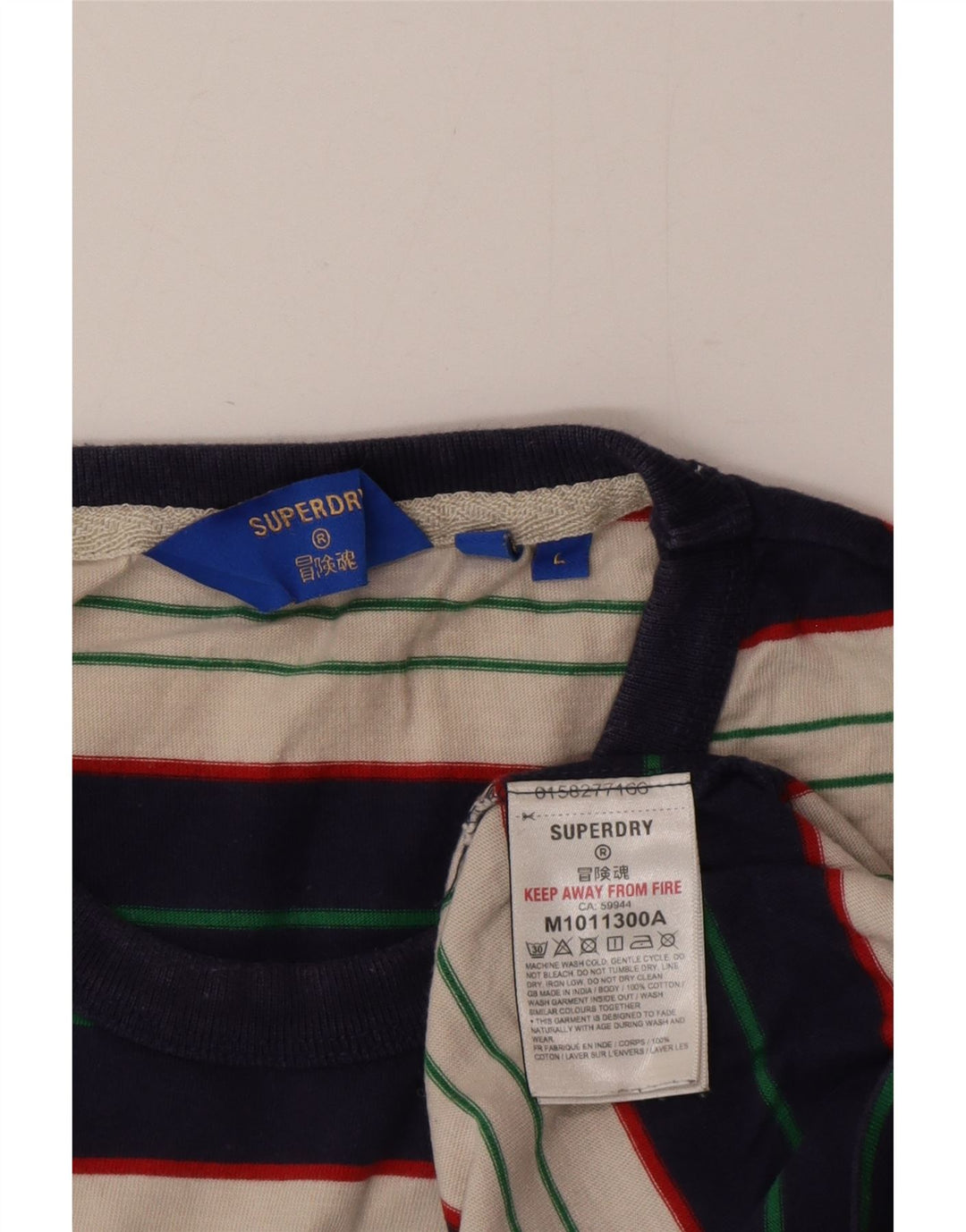 Camiseta masculina Superdry Top grande algodão listrado multicolorido