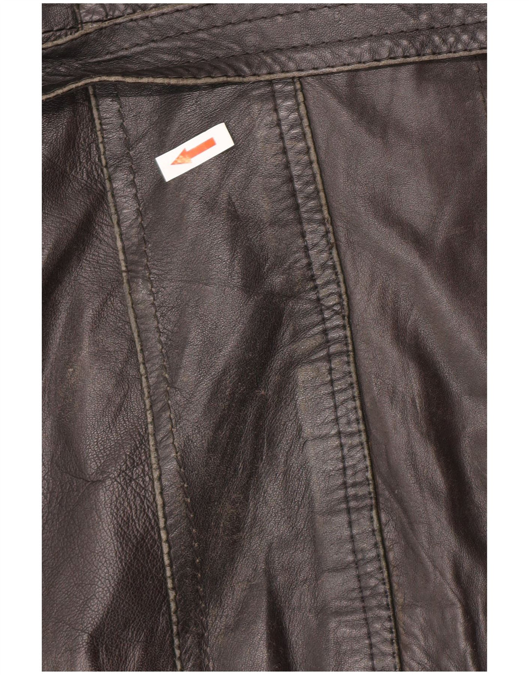 Jaqueta de couro vintage masculina com peito duplo UK 34 XS preta retrô