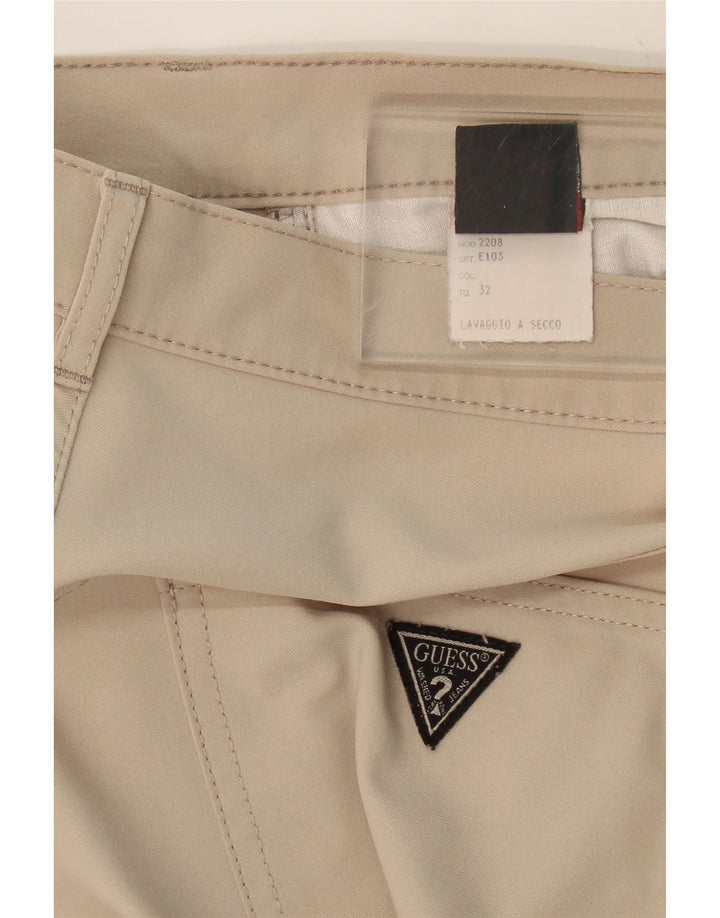 Calça feminina reta casual GUESS W32 L30 bege nylon