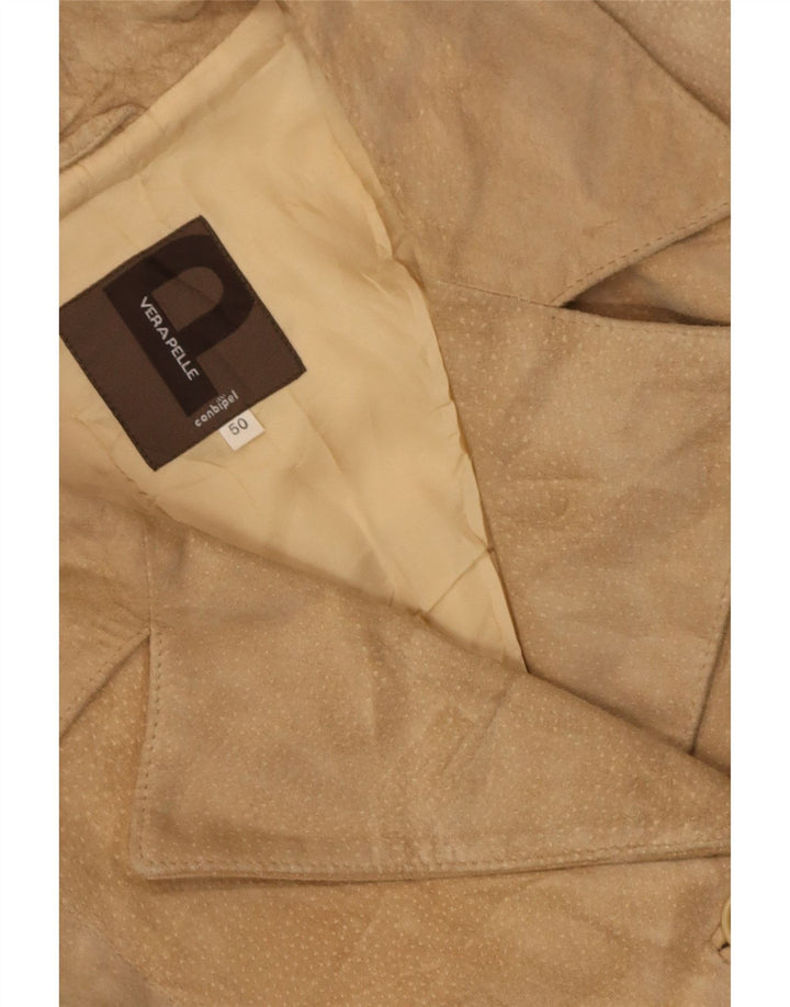 Sobretudo feminino de camurça Conbipel IT 50 XL couro bege