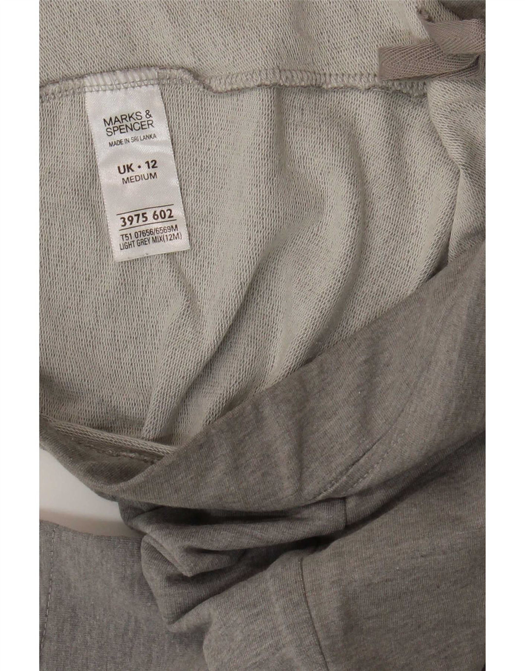 Calça de treino feminina Marks & Spencer Reino Unido 12 algodão cinza médio