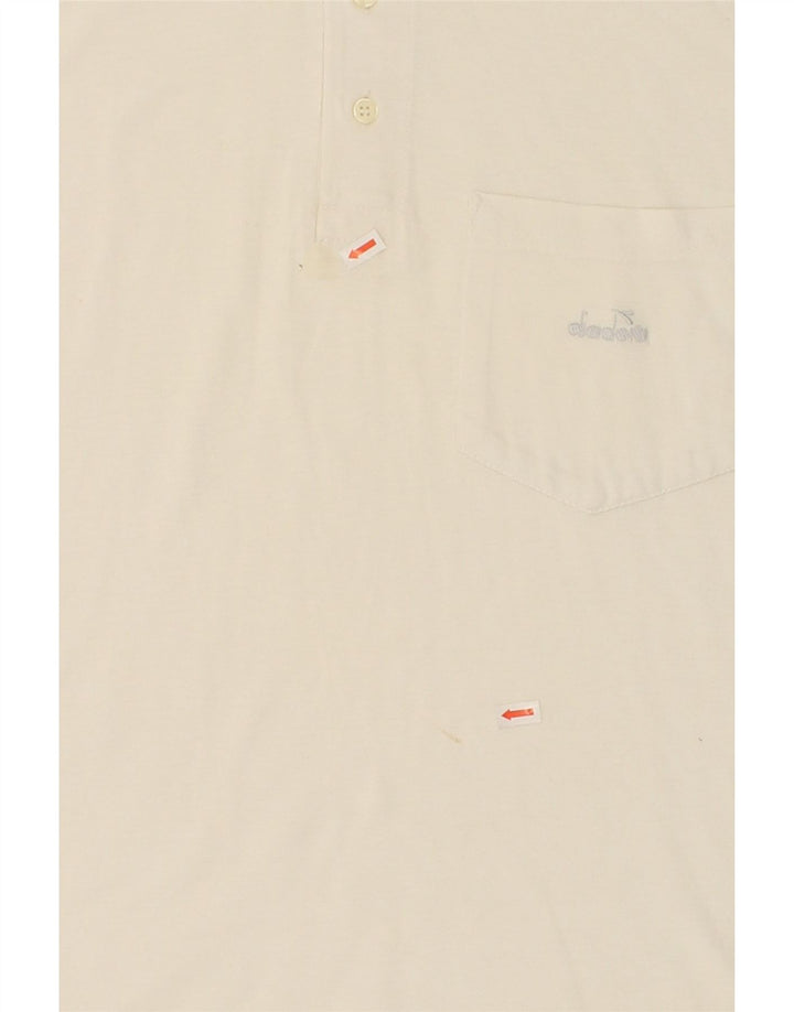 DIADORA Mens Polo Shirt Medium Off White Cotton Vintage Diadora and Second-Hand Diadora from Messina Hembry 