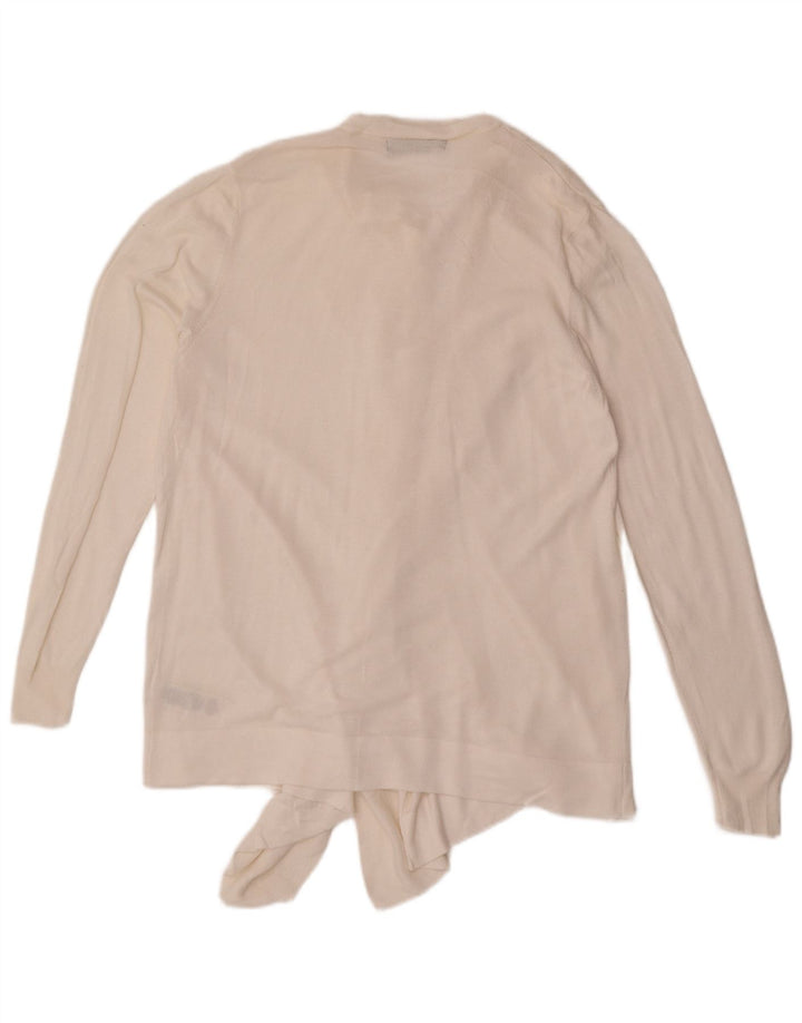 Suéter cardigã aberto feminino Marks & Spencer Reino Unido 14 grande viscose branca