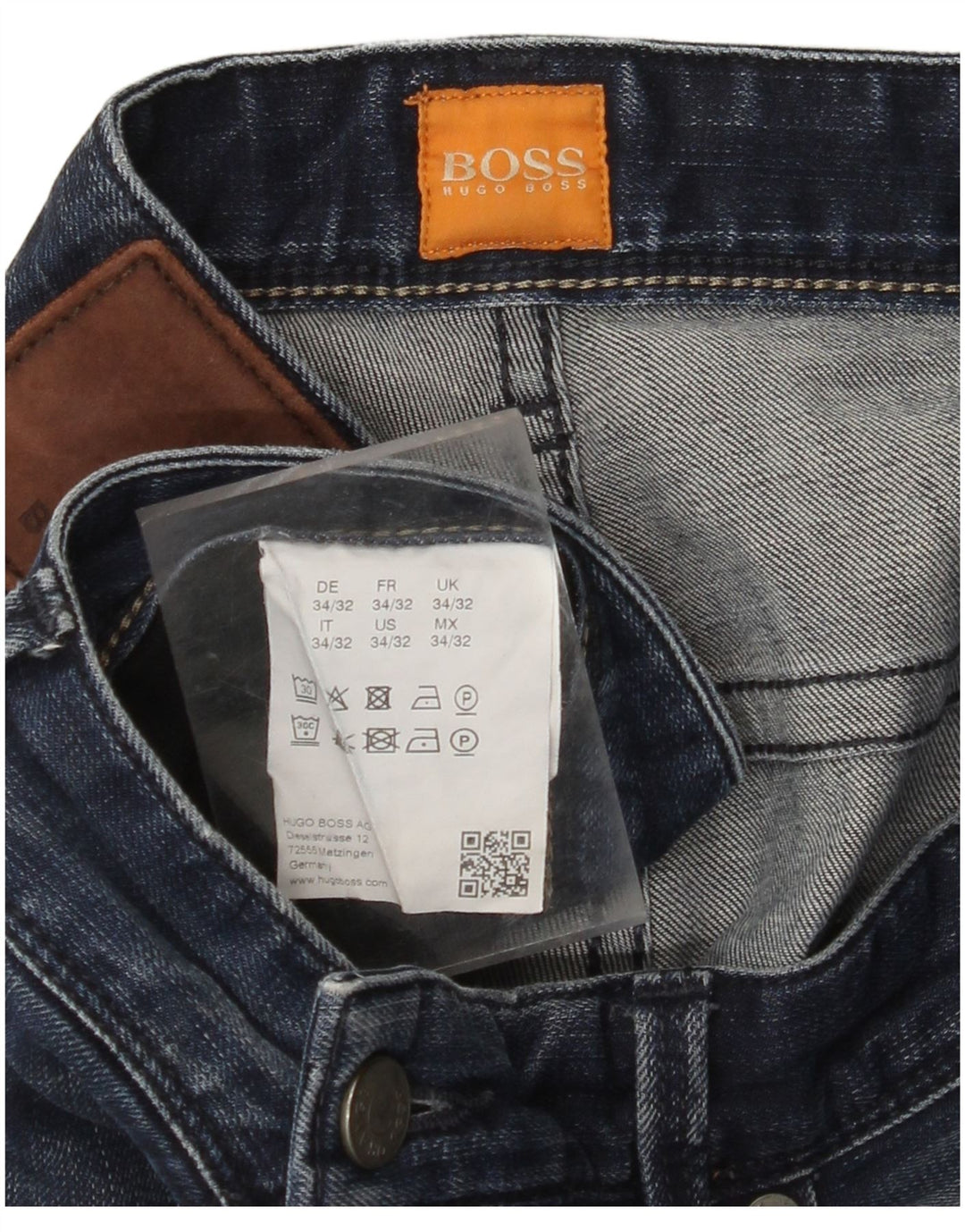 HUGO BOSS Jeans retos masculinos W34 L32 algodão azul marinho