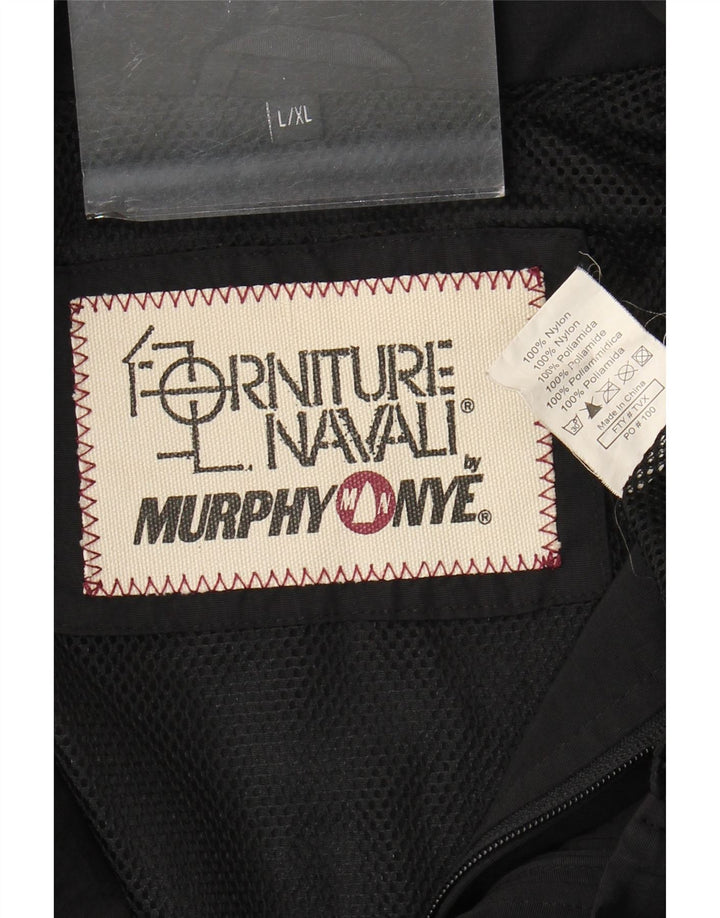 Jaqueta de chuva masculina Murphy & Nye com capuz gráfico Reino Unido 40 grande bloco colorido preto