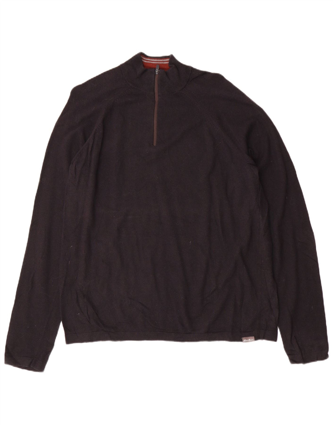 Suéter masculino Eddie Bauer com zíper e gola grande rayon preto