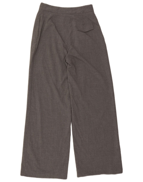 Zara Calça feminina casual cintura alta perna larga pequena W26 L31 cinza