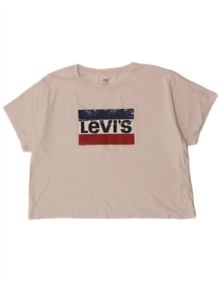 Camiseta feminina gráfica Levi's UK 14 médio branco