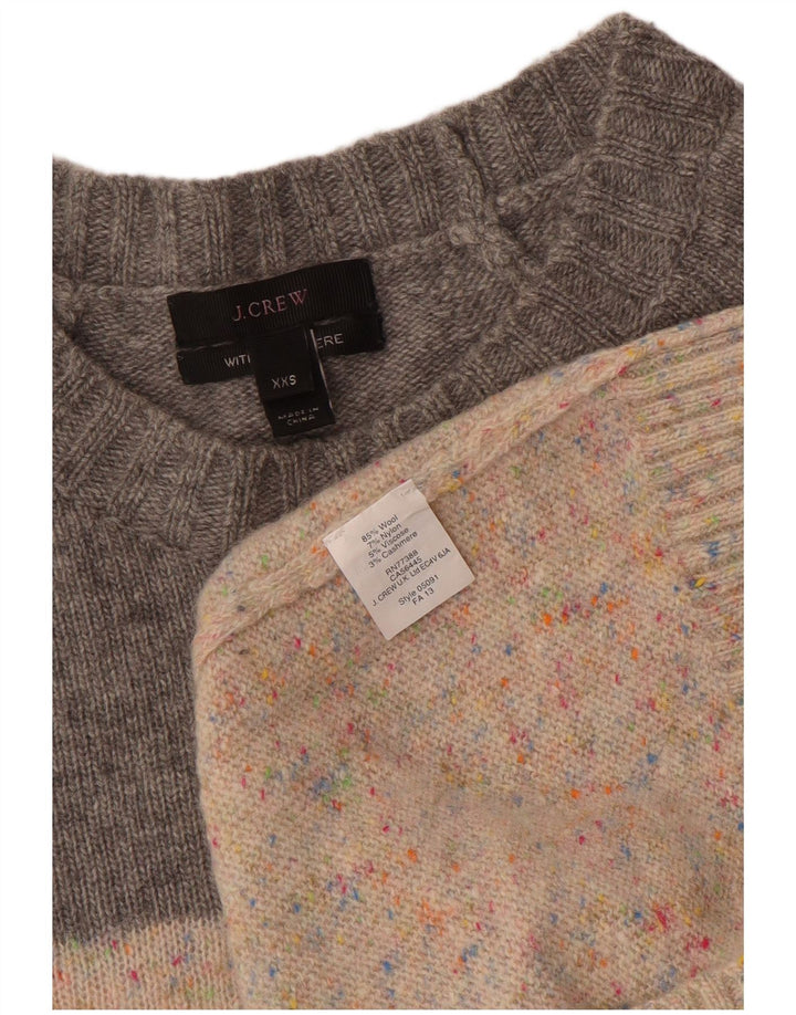 J. CREW Suéter feminino com gola canoa UK 2 2XS lã colorblock bege