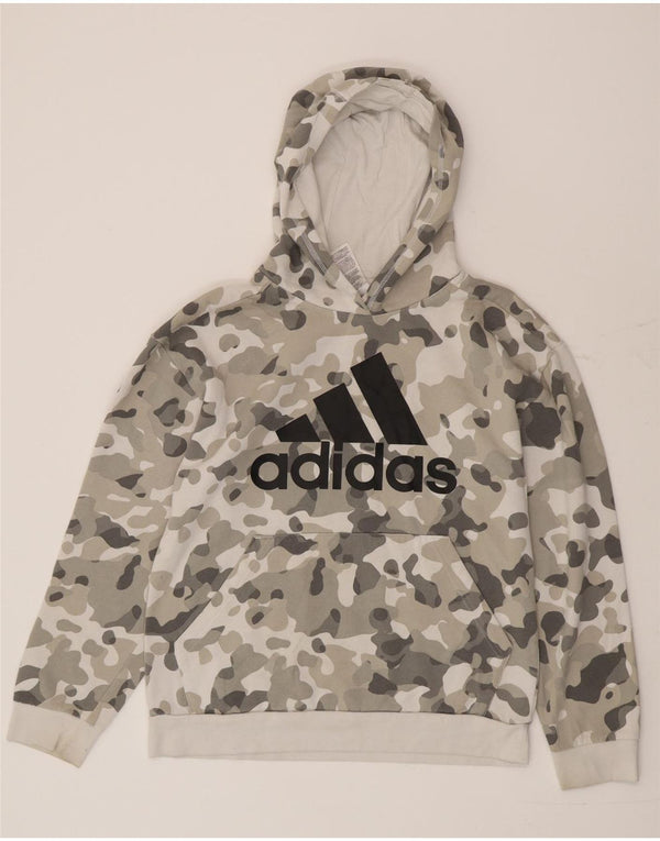 Adidas Meninos Graphic Hoodie Jumper 15-16 Anos XL Cinza Camuflagem Algodão