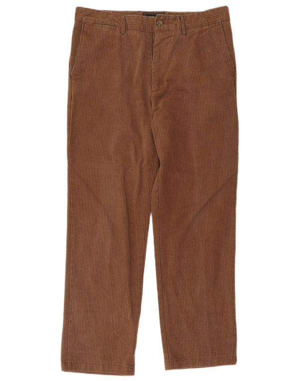 Calça chino reta masculina Marlboro Classics W34 L29 risca de giz marrom