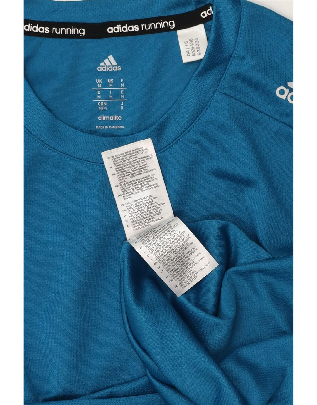 ADIDAS Mens Climalite Top Manga Longa Médio Azul Poliéster