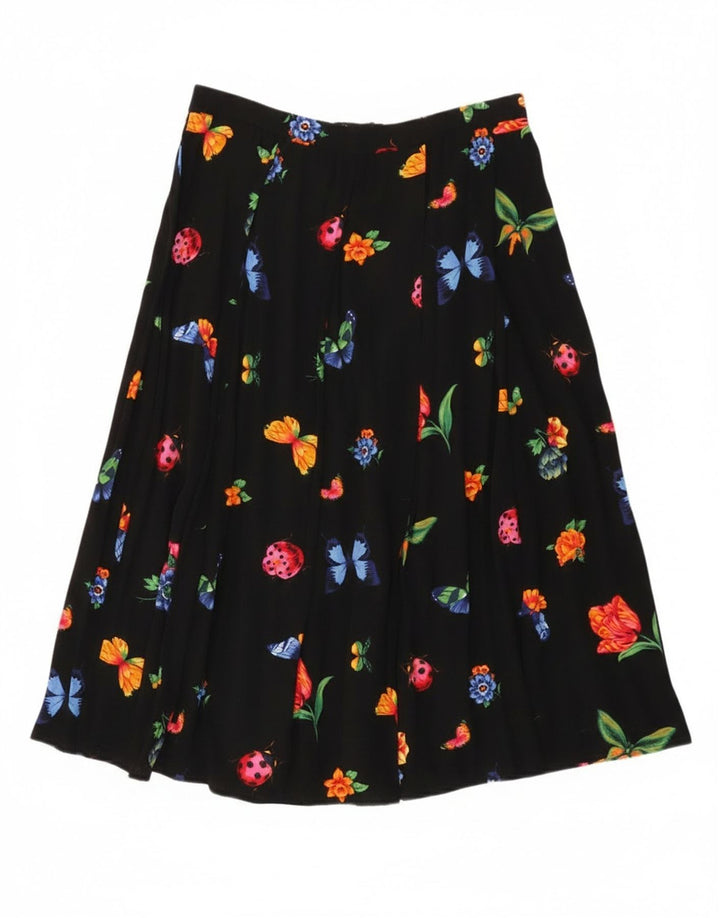 Saia feminina vintage linha A W30 médio preto floral