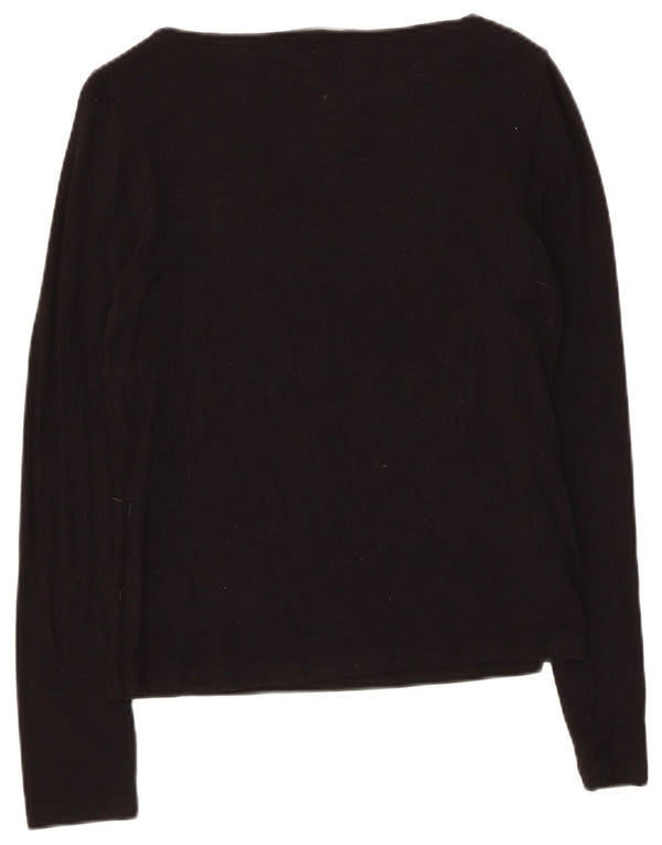 Ralph Lauren Feminino Petite Top Manga Longa Reino Unido 8 Pequeno Rayon Preto