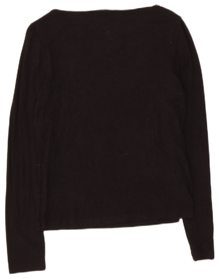 Ralph Lauren Feminino Petite Top Manga Longa Reino Unido 8 Pequeno Rayon Preto