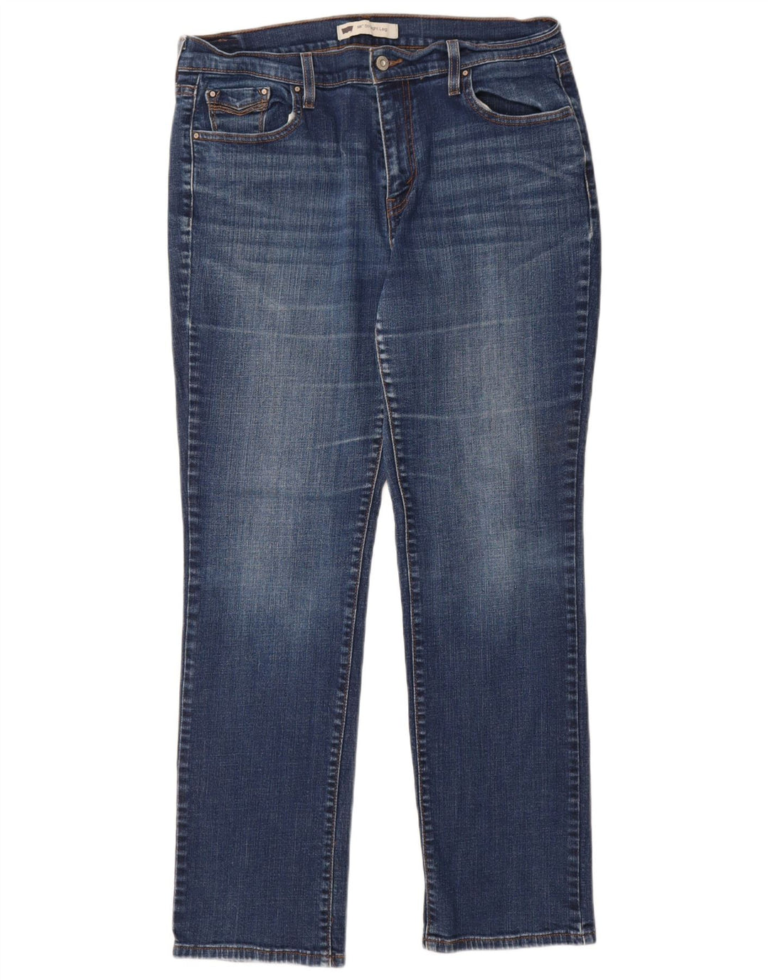 Calça jeans feminina Levi's 505 Straight W32 L32 azul algodão
