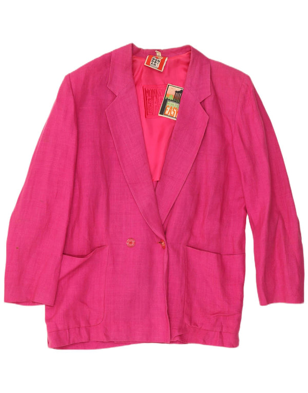 Mondrian Womens Loose Fit Double Breasted Blazer Jacket UK 12 Medium Pink