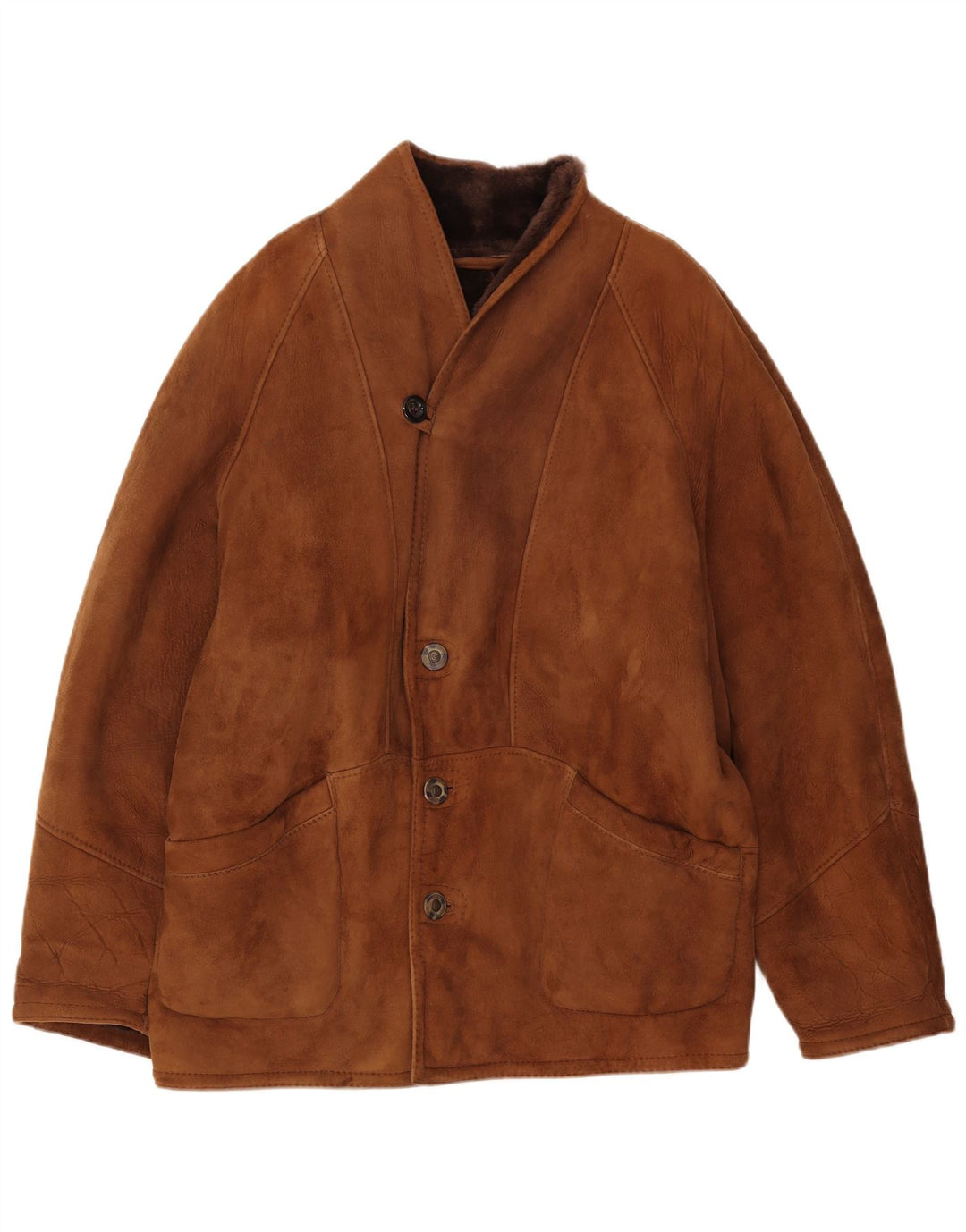 Jaqueta masculina vintage de shearling IT 54 2XL marrom shearling