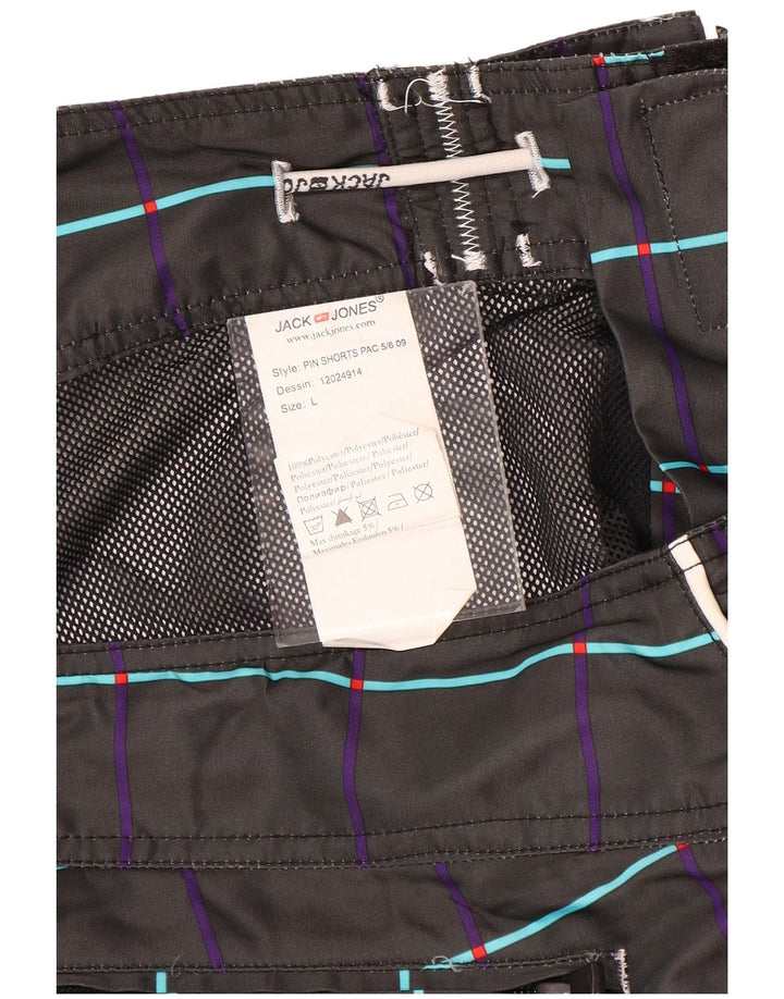 Shorts de natação masculino Jack & Jones gráfico grande poliéster floral preto