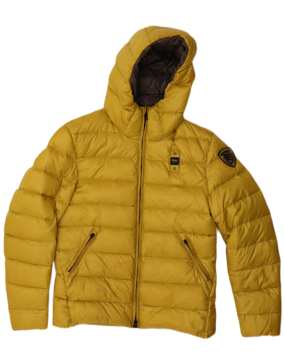 Jaqueta masculina acolchoada com capuz Blauer UK 38 poliamida amarela média