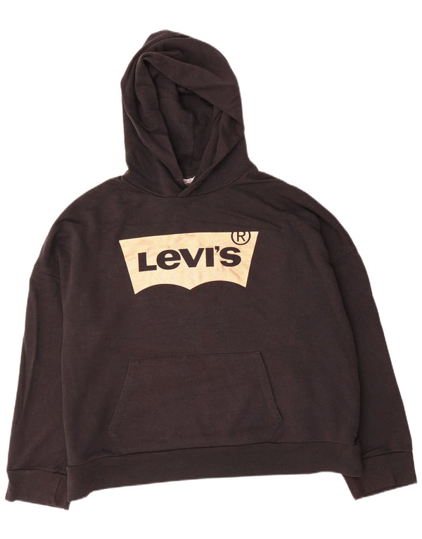 Suéter feminino Levi's com capuz grande e gráfico UK 16 grande algodão preto