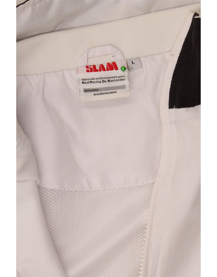 Slam Mens Graphic Tracksuit Top Jaqueta Grande Poliéster Colorblock Branco
