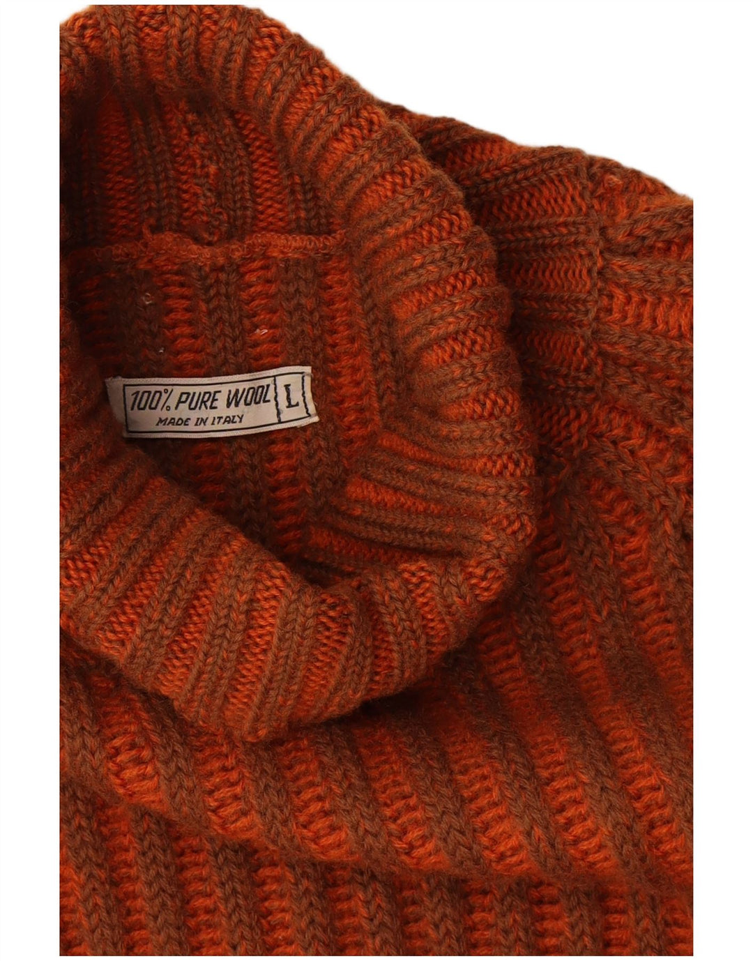 Suéter masculino vintage com gola redonda, lã listrada laranja grande