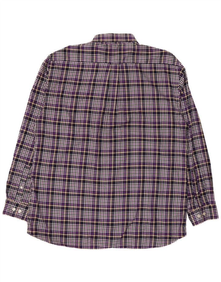 GANT Camisa masculina de flanela de ajuste regular XL roxo algodão xadrez