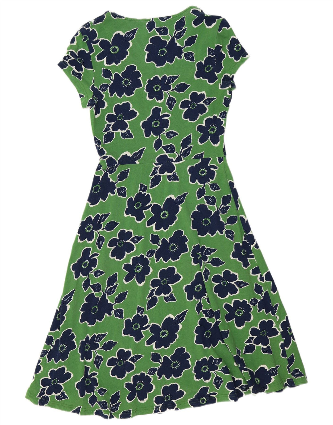 SEASALT CORNWALL Vestido feminino evasê Reino Unido 10 pequeno algodão floral verde