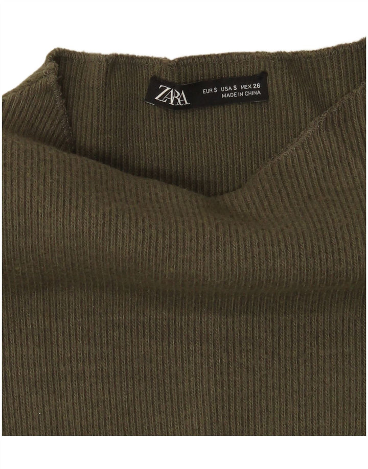 Zara Suéter feminino oversized com gola de tartaruga Reino Unido 10 pequeno cáqui