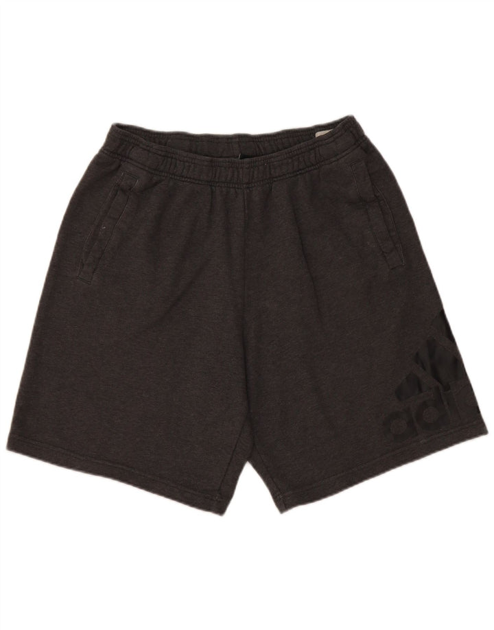 Shorts esportivos gráficos masculinos Adidas algodão cinza médio