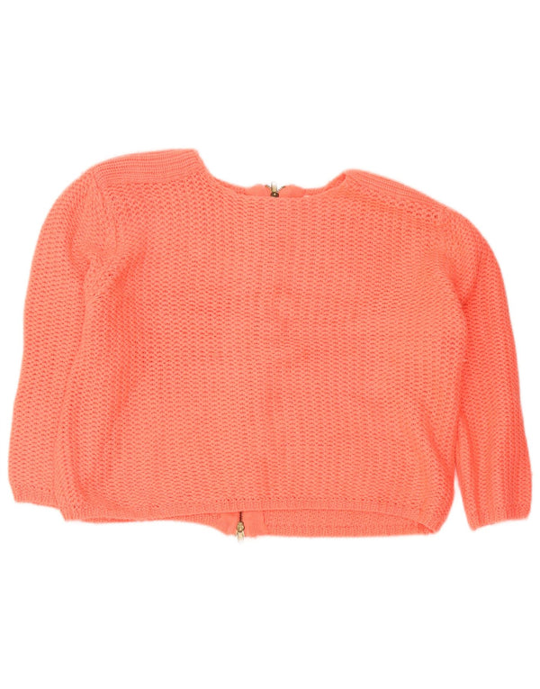 Zara Womens Crop 3/4 Sleeve Oversized Cardigan Sweater UK 10 Small Orange