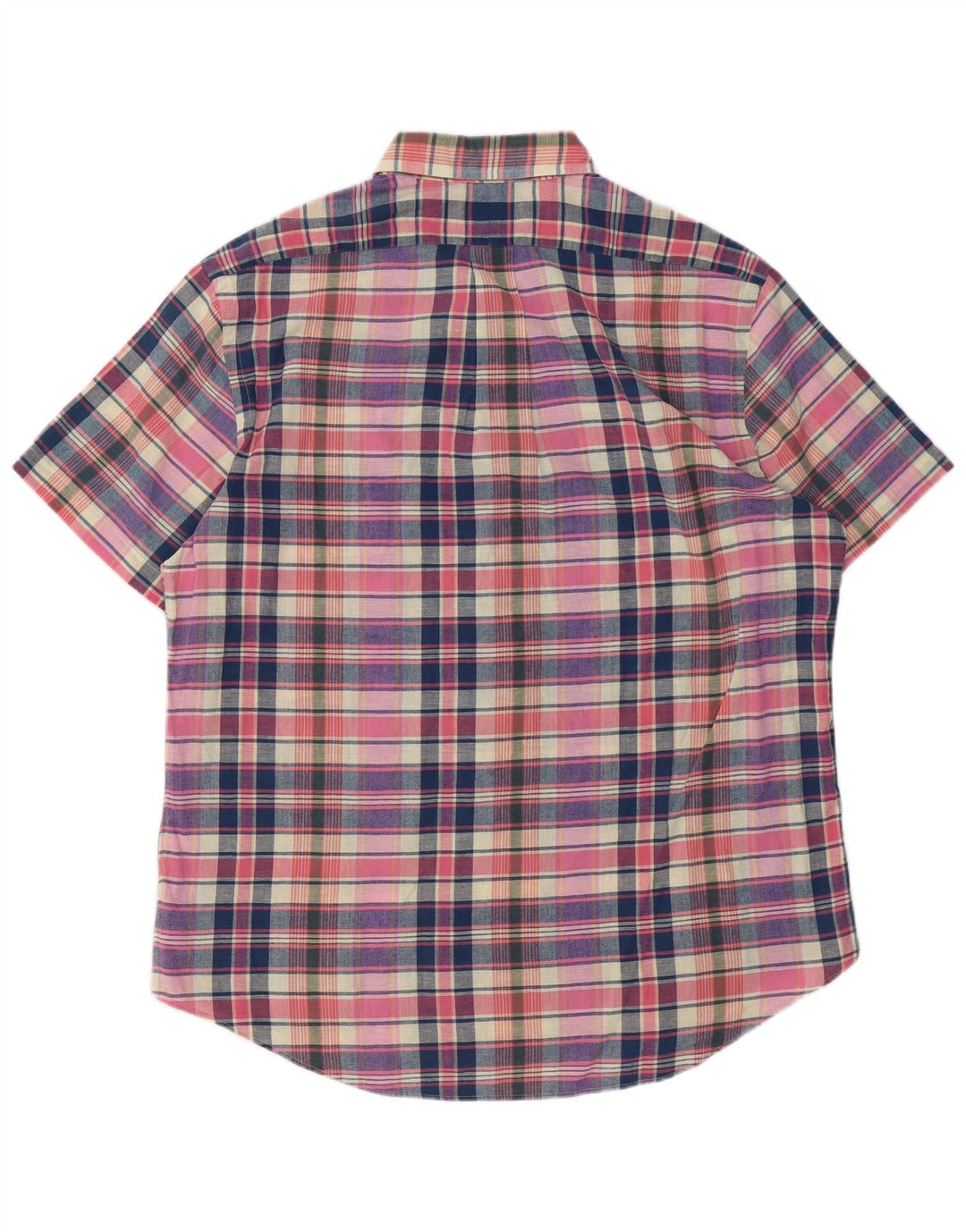 Ralph Lauren Camisa masculina de manga curta grande algodão xadrez multicolorido