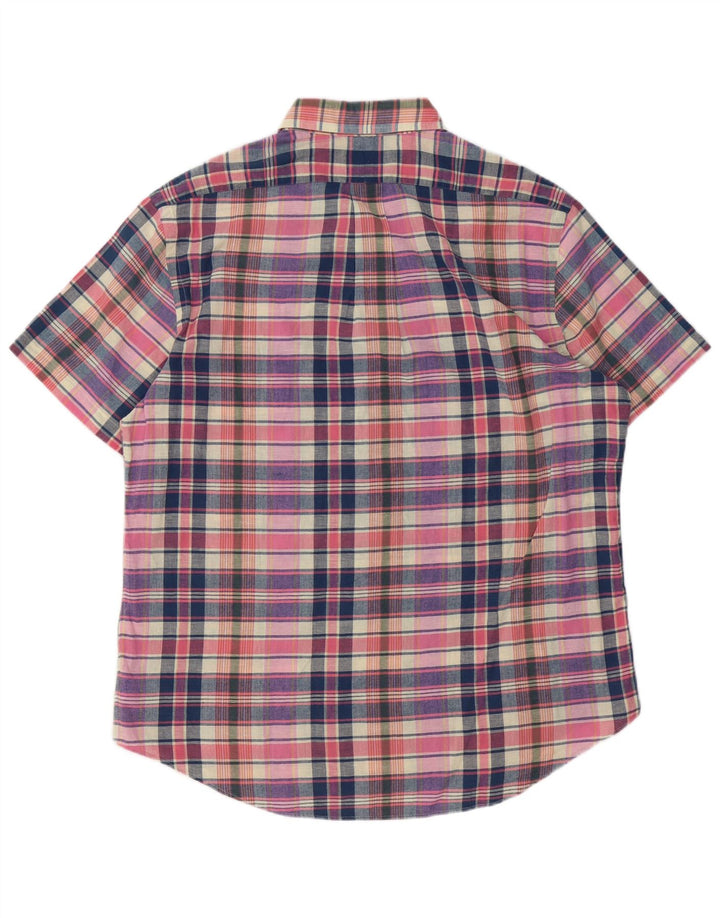 Ralph Lauren Camisa masculina de manga curta grande algodão xadrez multicolorido
