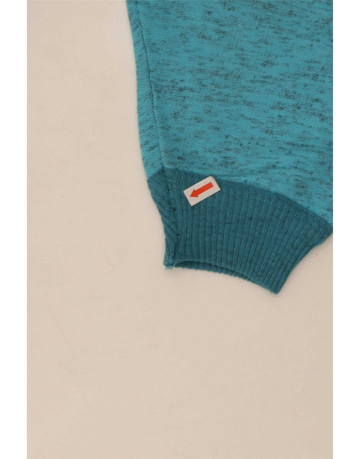 Moletom masculino vintage com zíper e gola alta, grande azul manchado