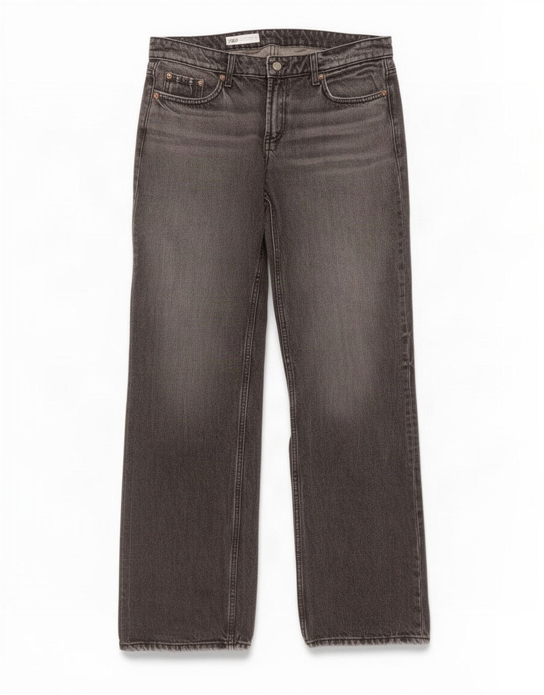 Calça jeans reta feminina Zara EU 42 grande W32 L35 algodão cinza