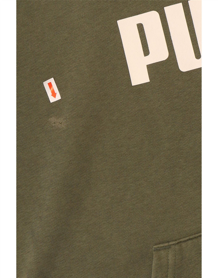 Puma Mens Graphic Hoodie Jumper Médio Algodão Cáqui