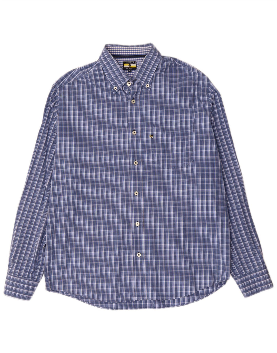 Camisa masculina Navigare grande algodão xadrez azul