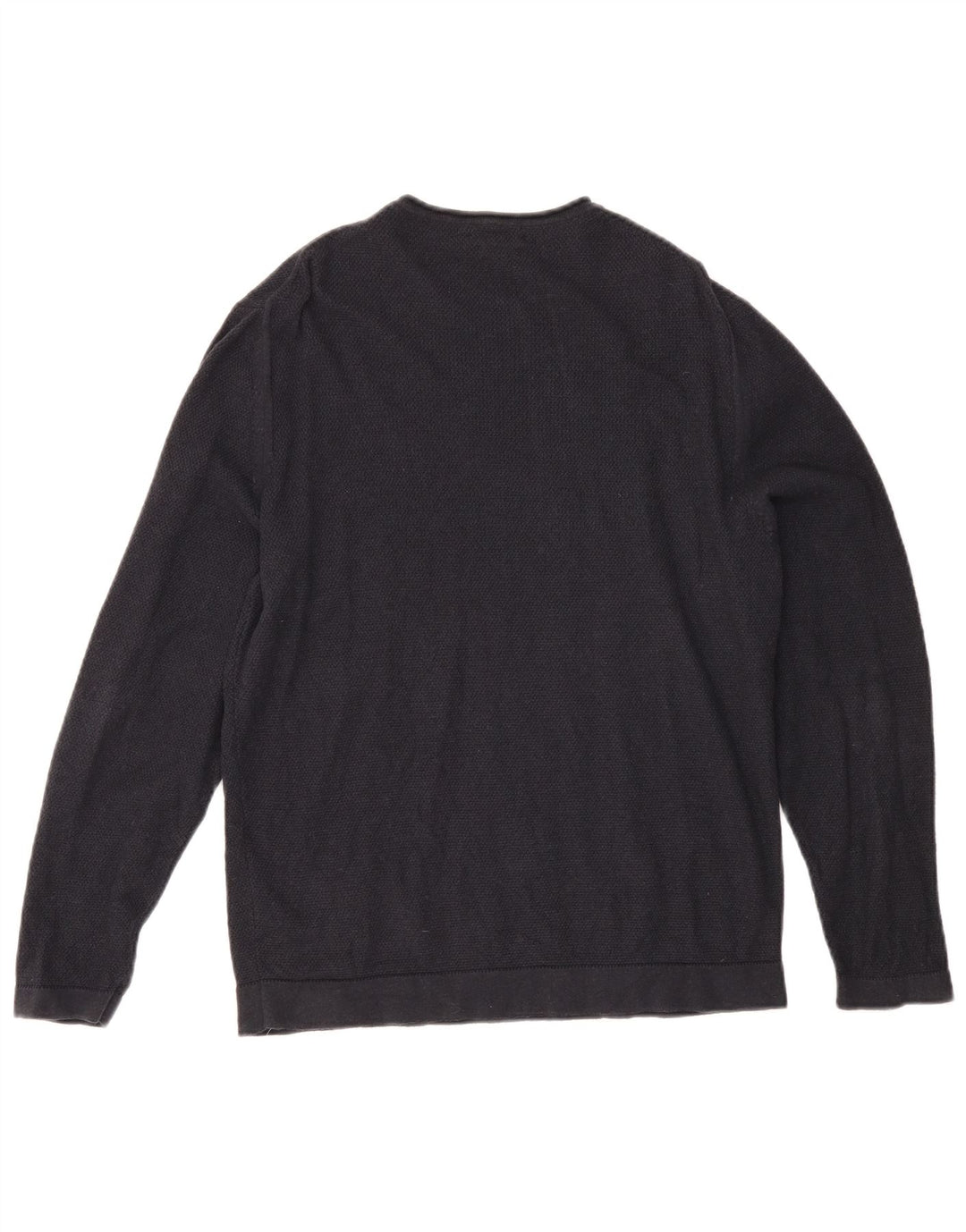 Suéter masculino Massimo Dutti com gola redonda, grande algodão azul marinho