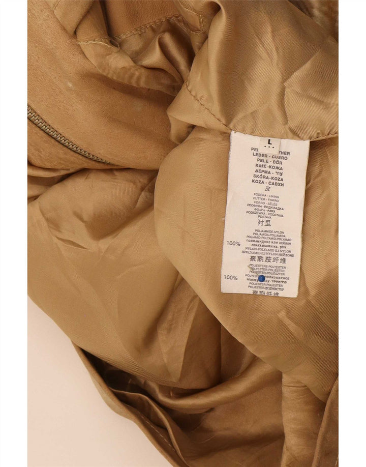 Jaqueta masculina vintage de camurça UK 40 couro bege grande