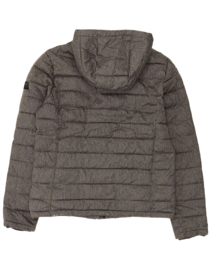 Jaqueta acolchoada com capuz masculina Superdry UK 42 XL poliéster cinza