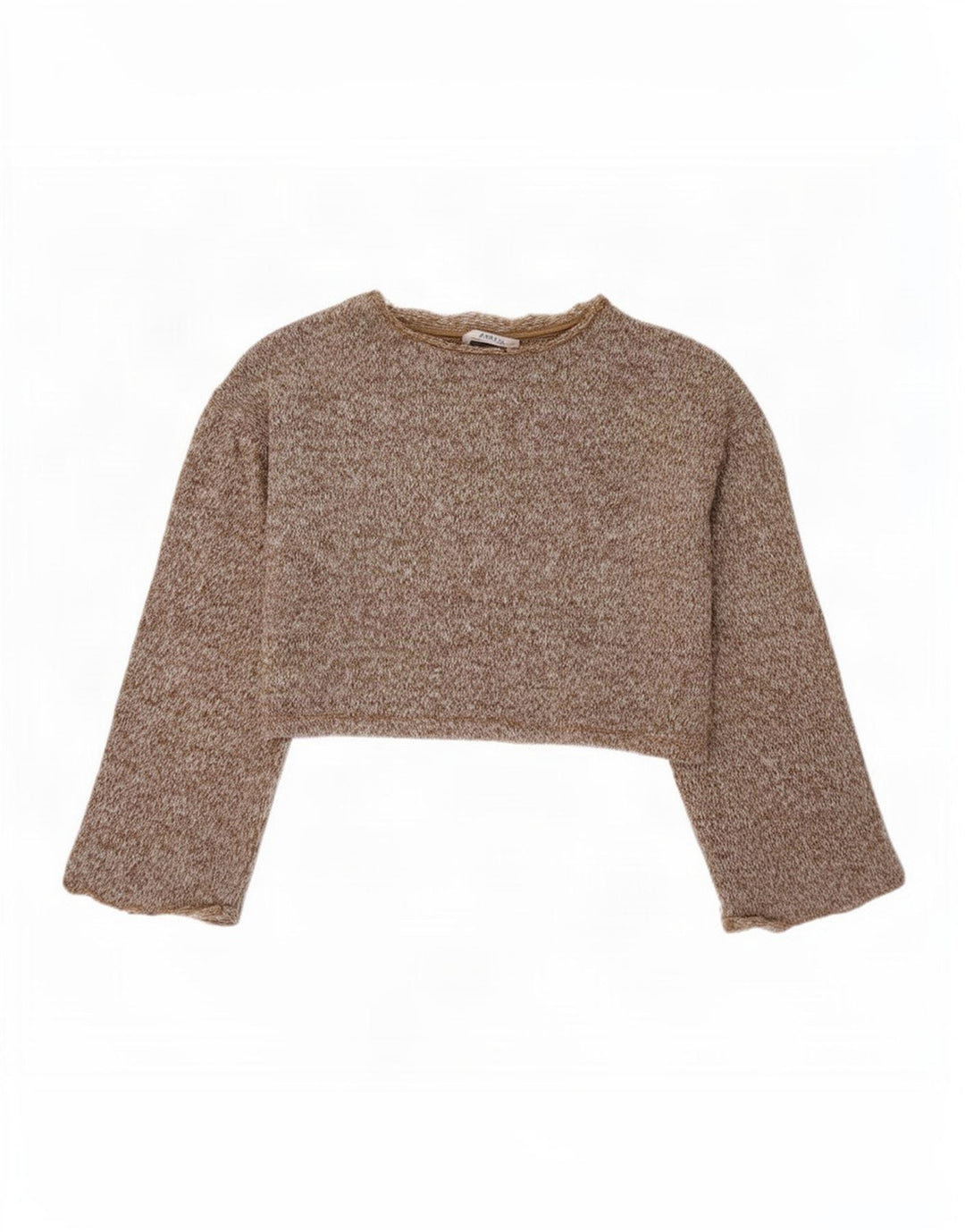 Zara Womens Crop Oversized Top Manga Longa Reino Unido 10 Pequeno Poliéster Marrom