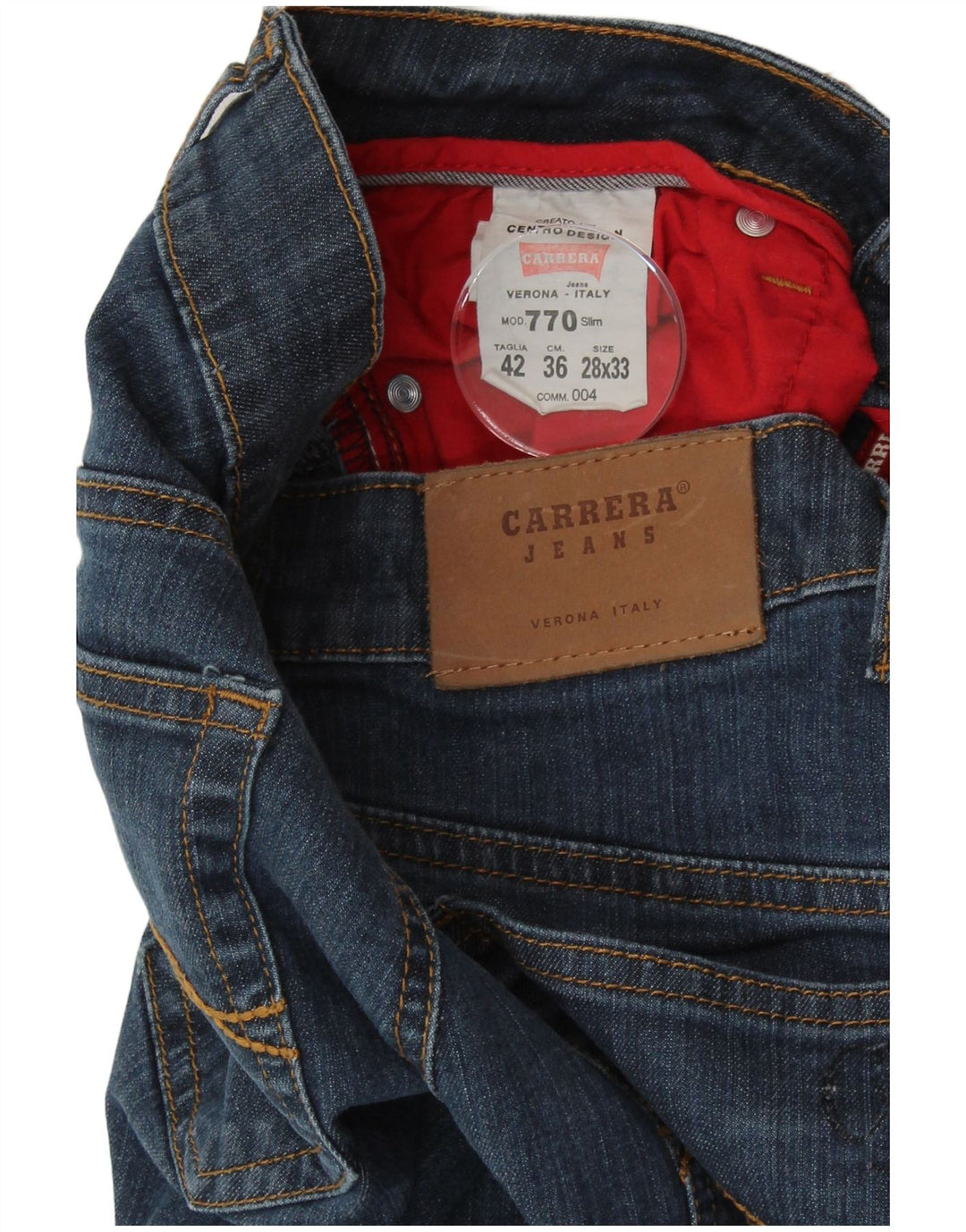 Calça jeans reta feminina CARRERA IT 42 médio W28 L33 algodão azul