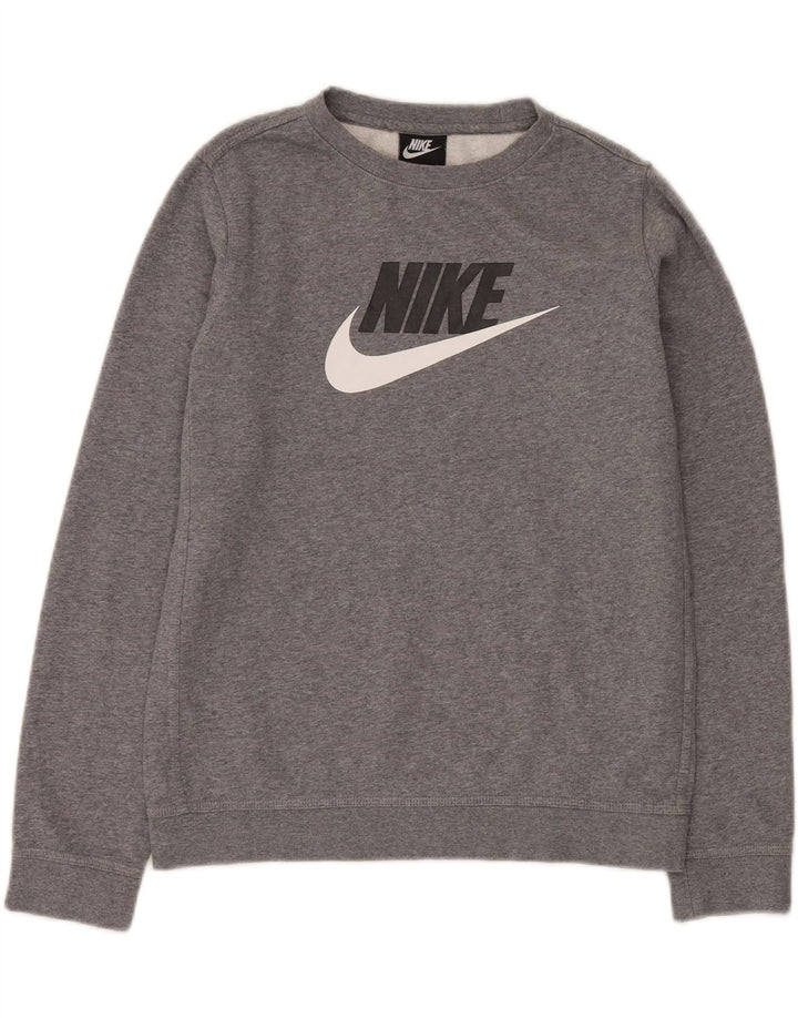 NIKE Meninos Gráfico Suéter Jumper 13-14 Anos XL Cinza Flecked