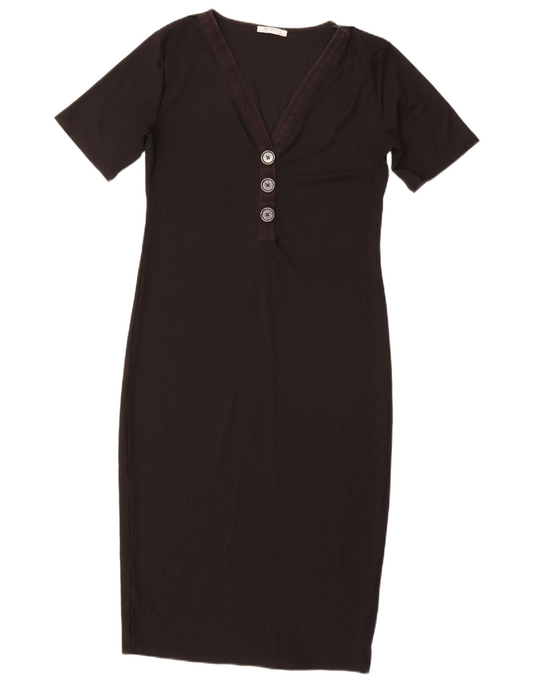Vestido feminino Zara com bainha Trafaluc Reino Unido 14 grande poliéster preto
