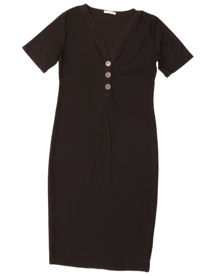 Vestido feminino Zara com bainha Trafaluc Reino Unido 14 grande poliéster preto
