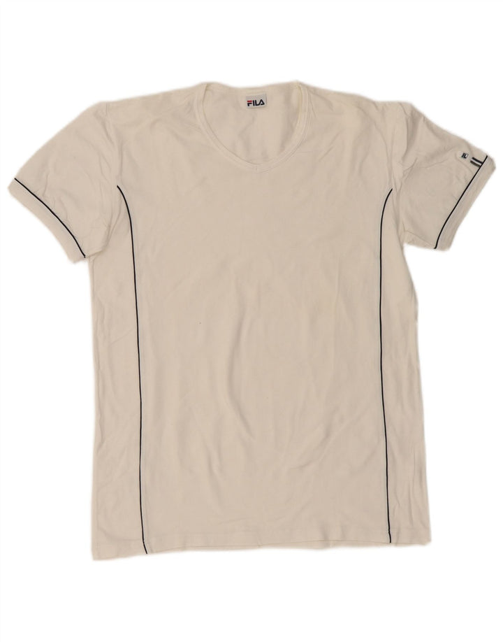Camiseta feminina Fila UK 14 médio algodão branco