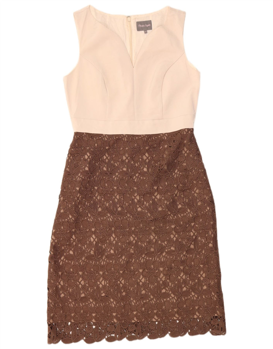 Vestido bainha feminino sem mangas Phase Eight Reino Unido 14 acetato marrom médio