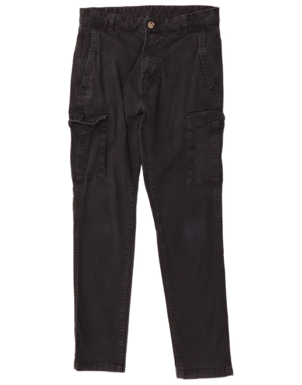 Zara Mens Slim Cargo Calças EU 38 Pequeno W30 L29 Algodão Preto