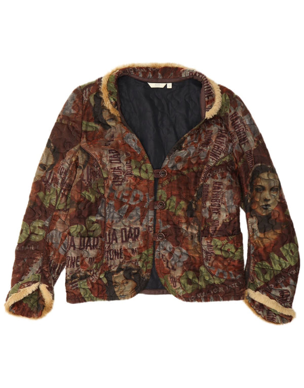 Jaqueta blazer feminina vintage gráfica de 3 botões IT 42 média multicolorida